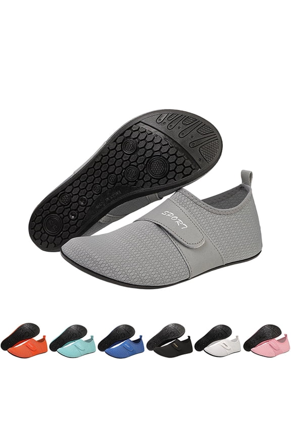 Womens Comfort Mesh Sport Shoes Hook-and-Loop Strap Non Slip Flexible Sole Daily Walking Flat Shoes 35