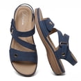 thumbnail image 1 of Littleplum Women's Arch Support Wide Width Flat Sandals with Double Adjustable Straps, Deep Blue, Size 8, 1 of 12