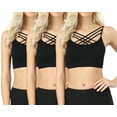 thumbnail image 1 of Womens Comfort Seamless Crisscross Front Strappy Bralette Sports Bra Top with Removable Pads (S~3XL), 1 of 3
