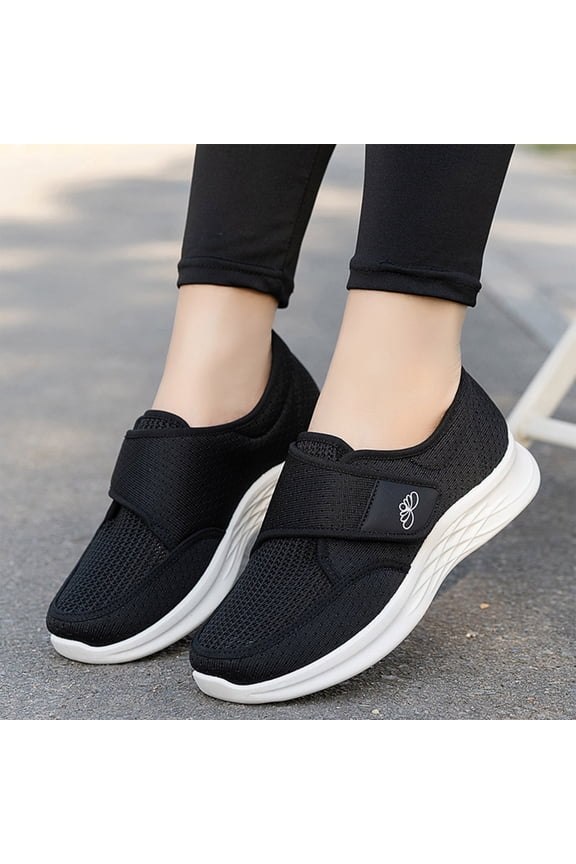 Womens Comfort Walking Shoes Slip on,Lightweight Breathable Mesh Sneakers with Adjustable Strap,Soft Sole Casual Shoes for Travel,Nursing,Work,Ideal for Seniors and Daily Wear,US Size: 5.5
