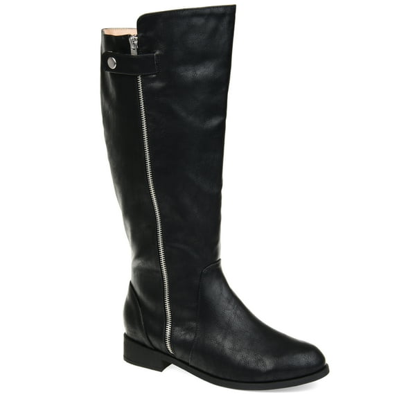 Womens Comfort Wide Calf Side Zipper Riding Boot