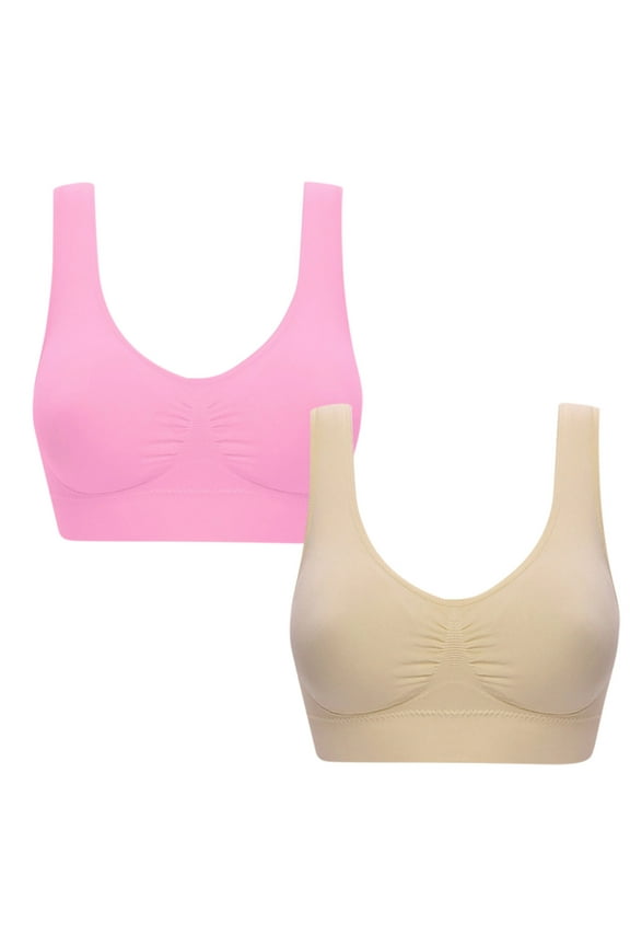 Womens Comfortable Deep V Bras Women Color Plus Size-Thin Large Bra Sports Bra Full Bra Cup Pink Xxl