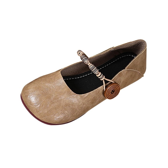 Womens Comfortable Flats Slip On Casual Shoes Khaki Boho Faux Faux Leather with Bead Detail for Everyday Walking & Work,Size 37