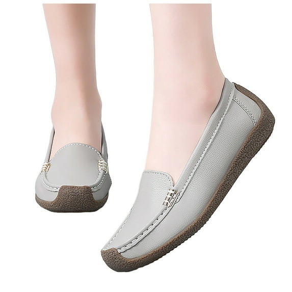 Womens Comfortable Leather Loafers Non Slip Driving Shoes Fashion Square Toe Breathable Slip On Walking Shoes Red Size 8.5