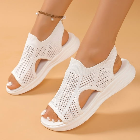 Womens Comfortable Orthopedic Sandals Arch Support Ladies Walking Sport Athletic Sandals Open Toe Slip On Platform Dress Sandal White Women Sandal