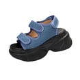 thumbnail image 1 of Womens Comfortable Sandals Oofos Shoes Women Woman Sandals Summer Women's Fashion Casual Spring And Summer Solid Color Comfortable Breathable Round Toe Open Toe Thick Bottom Wedge Heel Sandals Blue, 1 of 8