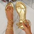 thumbnail image 1 of Womens Comfortable Summer Tie-Up Ankle Strap Open Toe Flat Sandals, 1 of 10