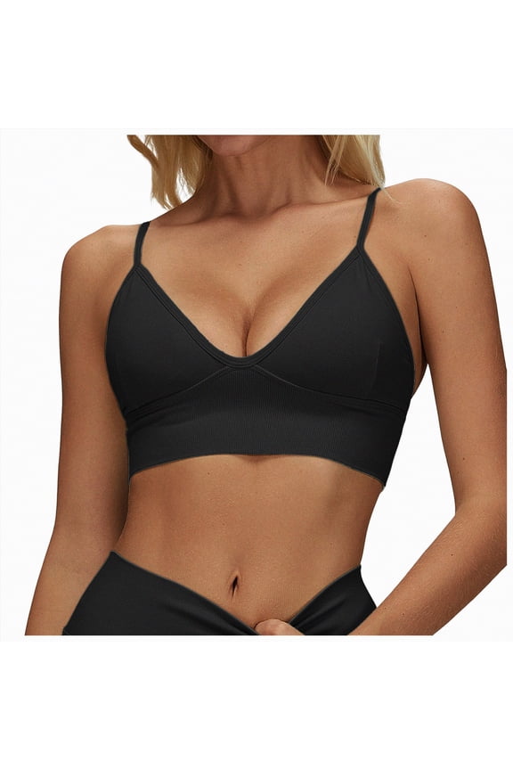 Womens Comfortable Triangle Bras No Underwire Sexy Plunge Unlined Bralette Pull On Bra Seamless Everyday Tshirt Bras,Breathable(Black,L)