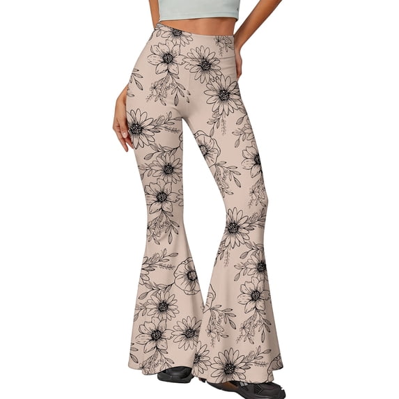 Womens Comfy Bootcut Leggings Casual High Waisted Long Yoga Pants Spring Fall Stretchy Bell Bottom Flare Leggings M