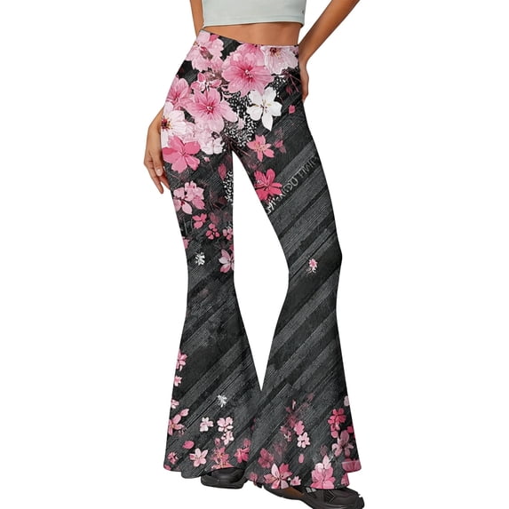 Womens Comfy Bootcut Leggings Casual High Waisted Long Yoga Pants Spring Fall Stretchy Bell Bottom Flare Leggings S