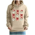 thumbnail image 1 of Womens Comfy Christmas Printed Hoodie - Drop Shoulder Long Sleeve with Kangaroo Pocket, Soft Fleece-Lined Fabric, Loose Fit for All Body Types, Warm Hooded Top for Winter, 1 of 5