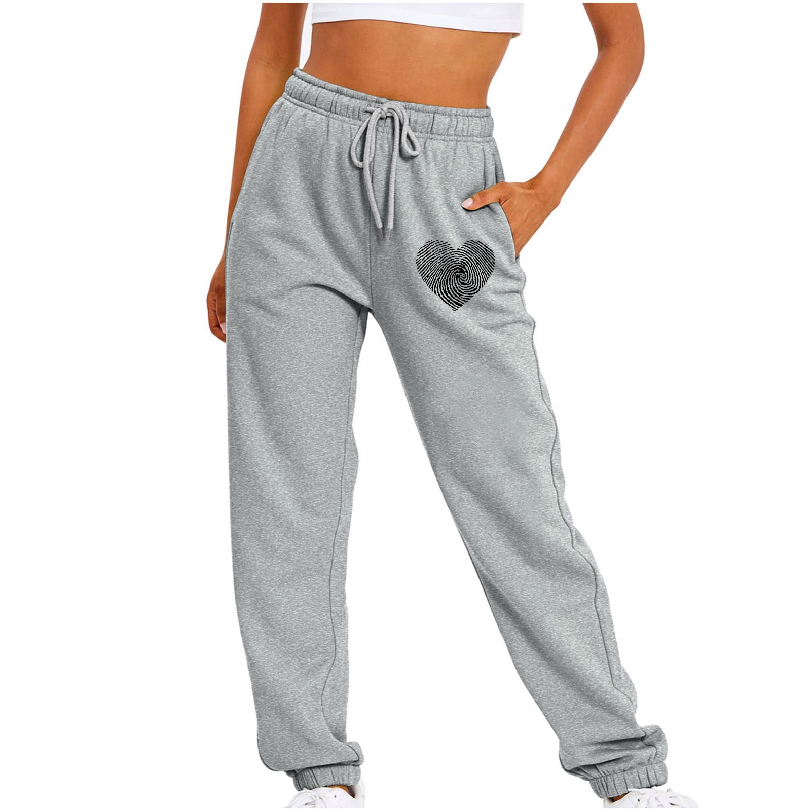 Womens Comfy Cinched Bottom Sweatpants with Pockets Elastic High