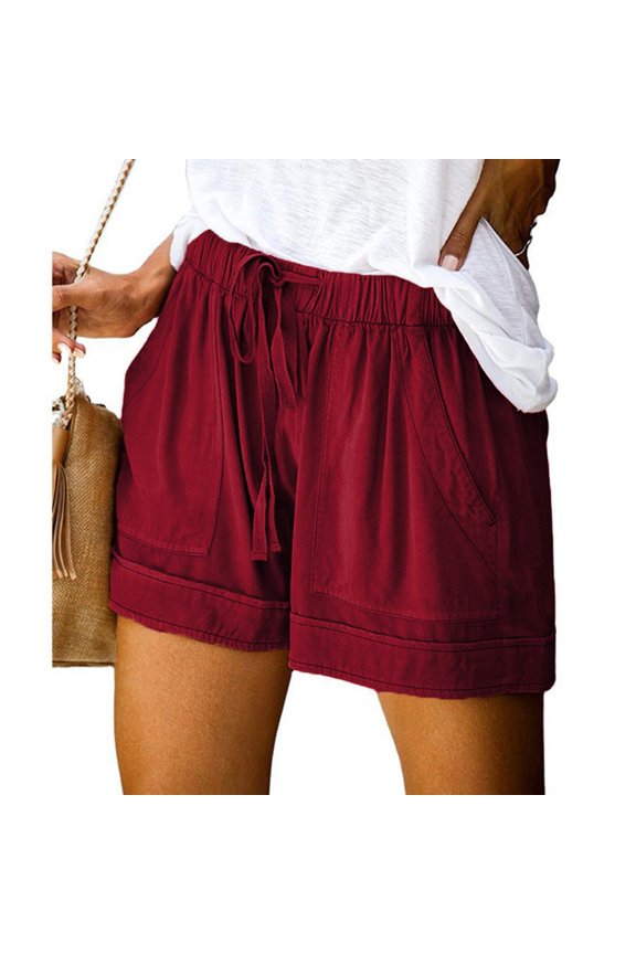 Womens Comfy Drawstring Splice Casual Elastic Waist Pocketed Loose Shorts Pants Womens Tunic Tops Short Sleeve Short Overalls for Women Midi Shorts for Women Womens Padded Cycling Shorts Women's