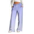 thumbnail image 1 of Womens Comfy Pajama Pants Plus Size Casual Loose Color Block Solid Drawstring Jogger Wide Leg Sports Pants with Pockets,Light Blue,M, 1 of 5