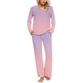 thumbnail image 1 of Womens Comfy Pajama Sets Women's Long Sleeve Pajamas Set with Pockets Soft Pants with Long Sleeve Tops Ladies Sleepwear Gradient Printed Casual Tops Pants Pajama Set 3XL, 1 of 6