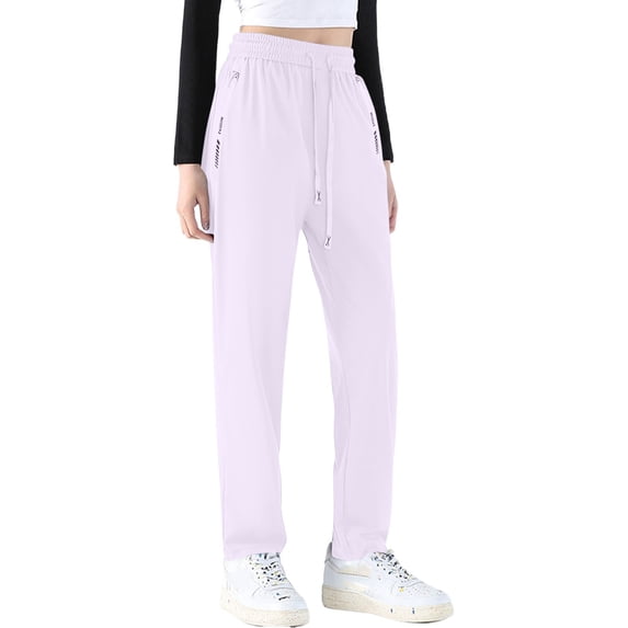 Womens Comfy Pants Stretch Active Comfort Casual Quick Drying Breathable Drawstring Hiking Trousers Purple S