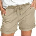 thumbnail image 1 of Womens Comfy Summer Drawstring Shorts Summer Solid Color Elastic Waist Casual Loose Shorts with Pockets Khaki M, 1 of 6