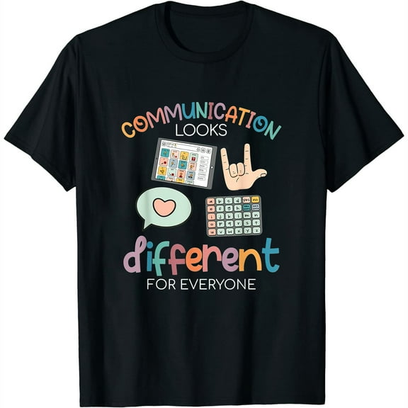 Womens Communication Looks Different For Everyone Autism Awareness T-Shirt Black Small