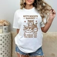 thumbnail image 1 of Womens Commuting Kitty Biscuits Graphic Tee Cat Lover T Shirt Tops Cotton Round-neck long-sleeved White S-5XL, 1 of 4