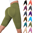 thumbnail image 1 of Womens Compression Shorts High Rise Butt Lift Tummy Control 3D Anti Cellulite Workout Leggings Outdoor Yoga Running Trendy Knee Length Army Green M, 1 of 6