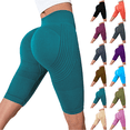 thumbnail image 1 of Womens Compression Shorts High Rise Butt Lift Tummy Control 3D Anti Cellulite Workout Leggings Outdoor Yoga Running Trendy Knee Length Green S, 1 of 6