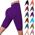 thumbnail image 1 of Womens Compression Shorts High Rise Butt Lift Tummy Control 3D Anti Cellulite Workout Leggings Outdoor Yoga Running Trendy Knee Length Purple 2XL, 1 of 6