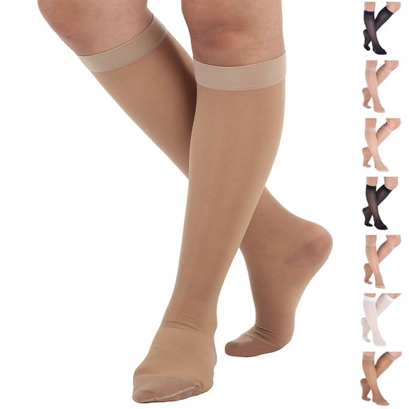 Womens Compression Stockings 15-20mmHg by Absolute Support - Natural, Medium