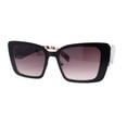 thumbnail image 1 of Womens Contemporary Mod Design Metal Rim Rectangle Cat Eye Sunglasses Black Burgundy Tortoise, 1 of 4