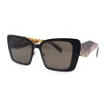 thumbnail image 1 of Womens Contemporary Mod Design Metal Rim Rectangle Cat Eye Sunglasses Black Tortoise - Brown, 1 of 1