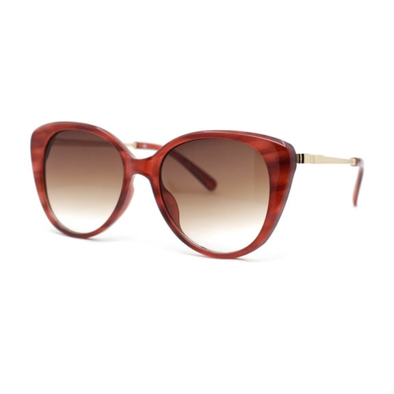 Womens Contemporary Oversized Designer Butterfly Plastic Fashion Sunglasses Burgundy - Brown