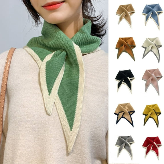 Womens Contrast Color Knit Collar Scarf For Autumn Winter Outdoor Wear