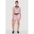 thumbnail image 1 of Womens Contrast Trim Striped Crochet Shorts, 1 of 4