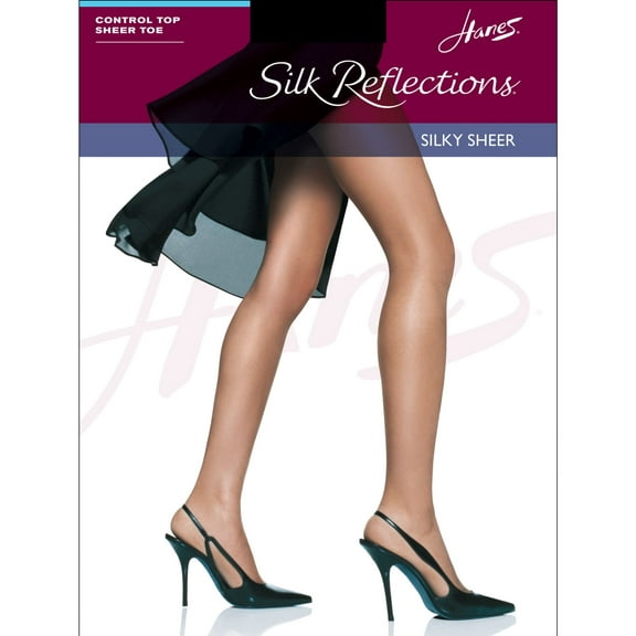 Womens Control Top Sheer Toe Silk Reflections Panty Hose