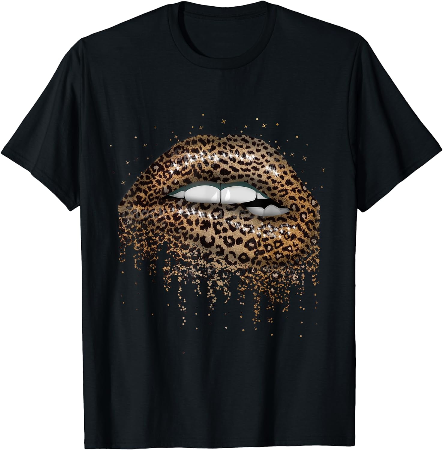 Womens Cool Lips Bite Kiss Me Leopard Print Cheetah T-Shirt Womens Cool Lips Bite Kiss Me Leopard Print Cheetah T-Shirt
