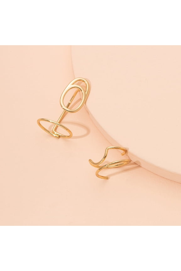 Womens Copper Finger Buckle Rings, Set of 2 Gold Rings for Women, Fashion Jewelry