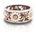 thumbnail image 1 of Womens Copper Flower Ring Rose Gold Two Tone Electroplated Gems Sunflower Design With Inlaid Gems Subtle Shine, 1 of 3