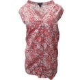 thumbnail image 1 of Womens Coral Pink White Floral Paisley Print Blouse Tank Top Shirt T-Shirt, 1 of 1