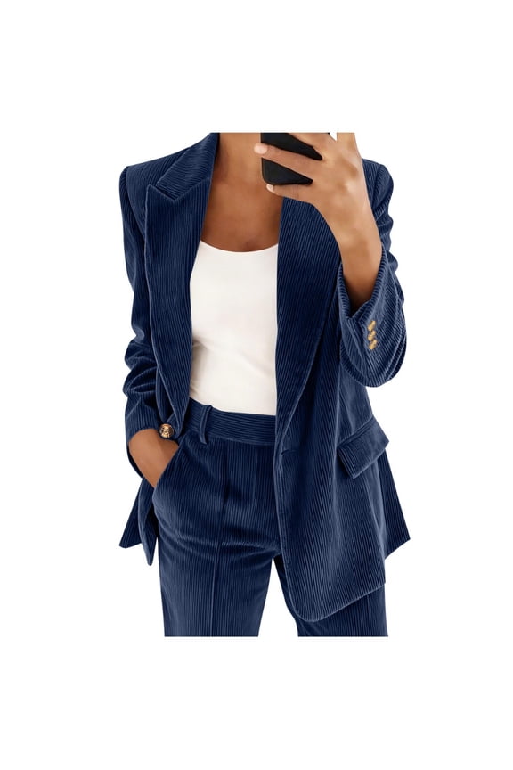 Womens Corduroy Blazer Jacket Dressy Casual Baggy Work Suit Jackets Fall Winter Trendy Office Dress Coat Outerwear