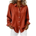 thumbnail image 1 of Christmas Corduroy Button down Shirts for Women, Casual Long Sleeve Blouses, Fall Dressy Loose Tops, 1 of 4