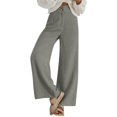 thumbnail image 1 of Womens Corduroy Casual Pants Fall Classic Wide Leg Trousers Two Button Detail Semi Elastic Waist, 1 of 5