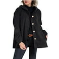 thumbnail image 1 of Womens Corduroy Hooded Jacket Casual Fashion Button Down Coat Fall Winter Lightweight Warm Windproof Outerwear with Pockets, 1 of 5