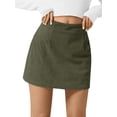 thumbnail image 1 of Womens Corduroy Mini Skirt High Waisted Basic Casual A-Line Short Fall Winter Skirts Green S, 1 of 10
