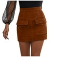thumbnail image 1 of Womens Corduroy Mini Skirt High Waisted Basic Casual A-line Short Fall Winter Skirts with Pockets, 1 of 2