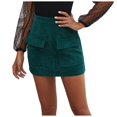 thumbnail image 1 of Womens Corduroy Mini Skirt High Waisted Basic Casual A-line Short Fall Winter Skirts with Pockets, 1 of 7