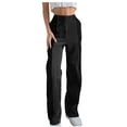thumbnail image 1 of ZQUUVOU Womens Corduroy Pants Baggy Wide-Leg Middle-Low Waist Washed Denim Pants Black, 1 of 5