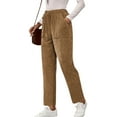 thumbnail image 1 of Womens Corduroy Pants Casual Elastic High Waisted Straight Leg Pull On Trousers Loose Comfy Slacks with Pockets Ginger 2XL, 1 of 3