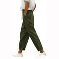 thumbnail image 1 of Womens Corduroy Pants Drawstring Elastic Waist Loose Comfy Wide Leg Sweatpant Dressy Casual Work Cargo Trouser Army Green X-Large, 1 of 5