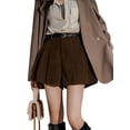 thumbnail image 1 of Womens Corduroy Pleated Casual Wide Leg Shorts for Women High Waist Comfortable Summer Bottoms Brown S, 1 of 9