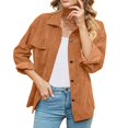 thumbnail image 1 of Womens Corduroy Shacket Jacket Button Down Solid Long Sleeve Lapel Shirts Oversized Fall 2025 Fashion Outerwear Top, 1 of 6