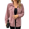 thumbnail image 1 of Womens Corduroy Shackets Jacket Plus Size Long Sleeve Button Down Retro Shirts Blouses Tops With Chest Pocket M, 1 of 4